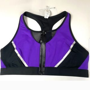 NEW Fabletics Emmy ll High Support Sports Bra Size XXL Purple Black #0689
